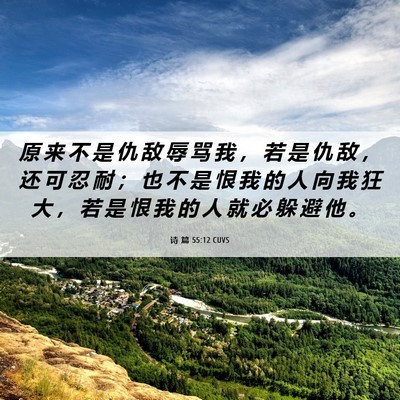 Picture 06 - 诗 篇 55:12 CUVS - 原 来 不 是 仇 敌 辱 骂 我 ， 若 是 - Bible Verse Picture