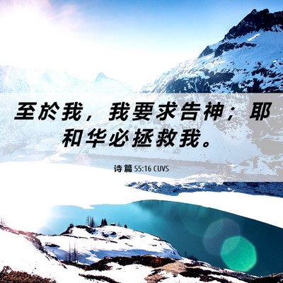 Picture 06 - 诗 篇 55:16 CUVS - 至 於 我 ， 我 要 求 告 神 ； 耶 和 - Bible Verse Picture