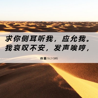 Picture 06 - 诗 篇 55:2 CUVS - 求 你 侧 耳 听 我 ， 应 允 我 。 我 - Bible Verse Picture