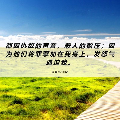 Picture 06 - 诗 篇 55:3 CUVS - 都 因 仇 敌 的 声 音 ， 恶 人 的 欺 - Bible Verse Picture
