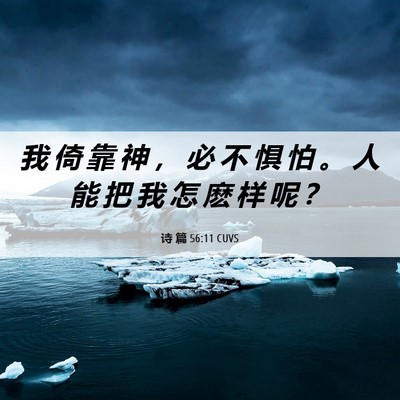 Picture 06 - 诗 篇 56:11 CUVS - 我 倚 靠 神 ， 必 不 惧 怕 。 人 能 - Bible Verse Picture