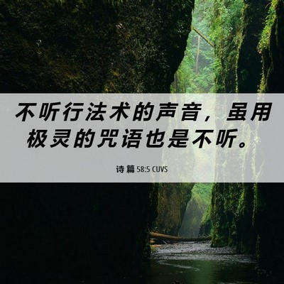 Picture 06 - 诗 篇 58:5 CUVS - 不 听 行 法 术 的 声 音 ， 虽 用 极 - Bible Verse Picture