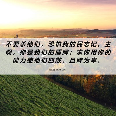 Picture 06 - 诗 篇 59:11 CUVS - 不 要 杀 他 们 ， 恐 怕 我 的 民 忘 - Bible Verse Picture