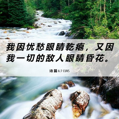 Picture 06 - 诗 篇 6:7 CUVS - 我 因 忧 愁 眼 睛 乾 瘪 ， 又 因 我 - Bible Verse Picture