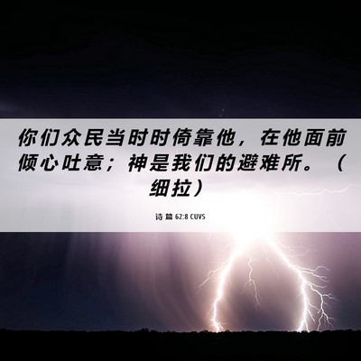 Picture 06 - 诗 篇 62:8 CUVS - 你 们 众 民 当 时 时 倚 靠 他 ， 在 - Bible Verse Picture