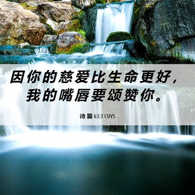 Picture 06 - 诗 篇 63:3 CUVS - 因 你 的 慈 爱 比 生 命 更 好 ， 我 - Bible Verse Picture