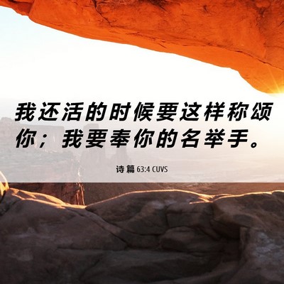 Picture 06 - 诗 篇 63:4 CUVS - 我 还 活 的 时 候 要 这 样 称 颂 你 - Bible Verse Picture