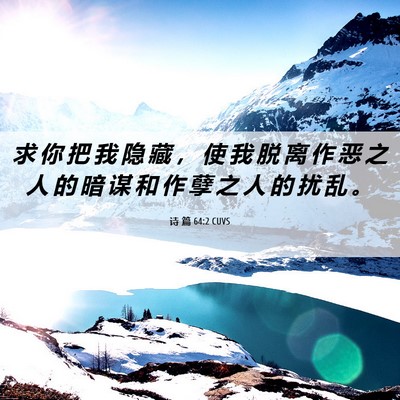 Picture 06 - 诗 篇 64:2 CUVS - 求 你 把 我 隐 藏 ， 使 我 脱 离 作 - Bible Verse Picture