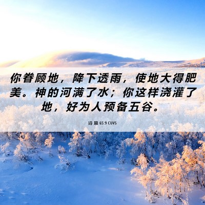 Picture 06 - 诗 篇 65:9 CUVS - 你 眷 顾 地 ， 降 下 透 雨 ， 使 地 - Bible Verse Picture