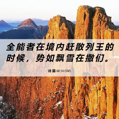 Picture 06 - 诗 篇 68:14 CUVS - 全 能 者 在 境 内 赶 散 列 王 的 时 - Bible Verse Picture