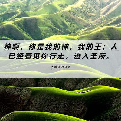 Picture 06 - 诗 篇 68:24 CUVS - 神 啊 ， 你 是 我 的 神 ， 我 的 王 - Bible Verse Picture
