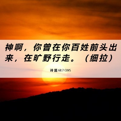 Picture 06 - 诗 篇 68:7 CUVS - 神 啊 ， 你 曾 在 你 百 姓 前 头 出 - Bible Verse Picture