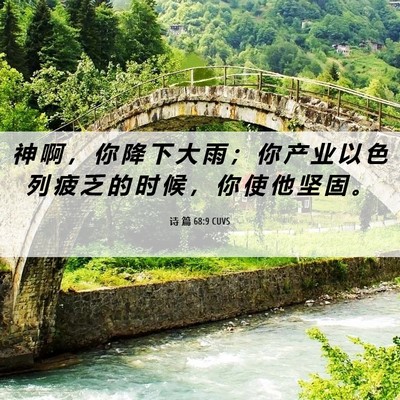 Picture 06 - 诗 篇 68:9 CUVS - 神 啊 ， 你 降 下 大 雨 ； 你 产 业 - Bible Verse Picture