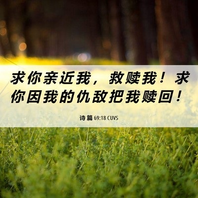 Picture 06 - 诗 篇 69:18 CUVS - 求 你 亲 近 我 ， 救 赎 我 ！ 求 你 - Bible Verse Picture