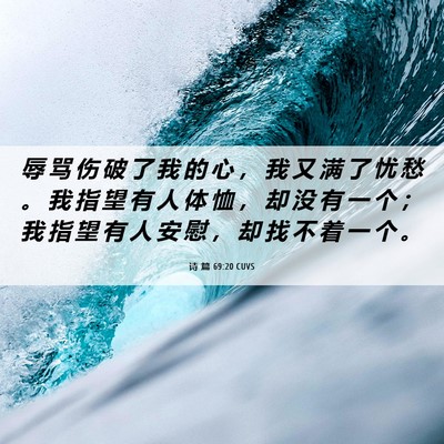 Picture 06 - 诗 篇 69:20 CUVS - 辱 骂 伤 破 了 我 的 心 ， 我 又 满 - Bible Verse Picture
