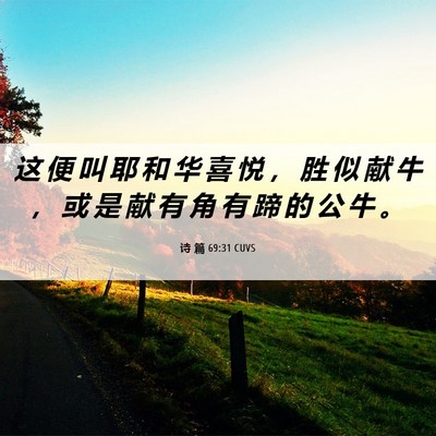 Picture 06 - 诗 篇 69:31 CUVS - 这 便 叫 耶 和 华 喜 悦 ， 胜 似 献 - Bible Verse Picture