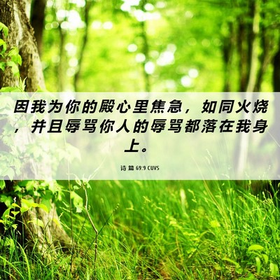 Picture 06 - 诗 篇 69:9 CUVS - 因 我 为 你 的 殿 心 里 焦 急 ， 如 - Bible Verse Picture