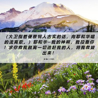Picture 06 - 诗 篇 7:1 CUVS - （ 大 卫 指 着 便 雅 悯 人 古 实 的 - Bible Verse Picture