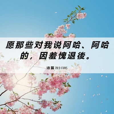Picture 06 - 诗 篇 70:3 CUVS - 愿 那 些 对 我 说 阿 哈 、 阿 哈 的 - Bible Verse Picture