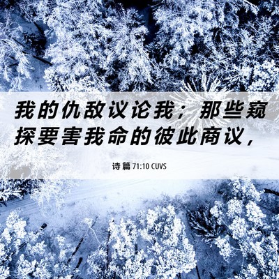 Picture 06 - 诗 篇 71:10 CUVS - 我 的 仇 敌 议 论 我 ； 那 些 窥 探 - Bible Verse Picture