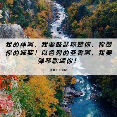 Picture 06 - 诗 篇 71:22 CUVS - 我 的 神 啊 ， 我 要 鼓 瑟 称 赞 你 - Bible Verse Picture