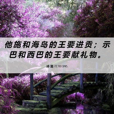 Picture 06 - 诗 篇 72:10 CUVS - 他 施 和 海 岛 的 王 要 进 贡 ； 示 - Bible Verse Picture