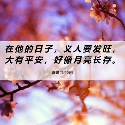 Picture 06 - 诗 篇 72:7 CUVS - 在 他 的 日 子 ， 义 人 要 发 旺 ， - Bible Verse Picture