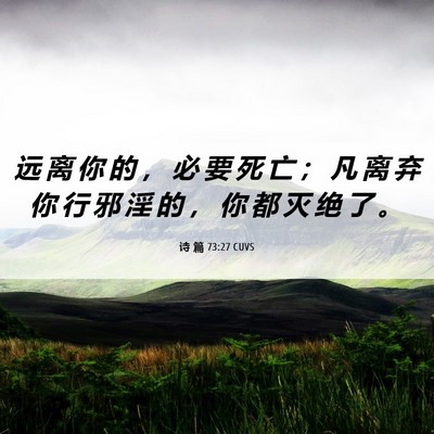 Picture 06 - 诗 篇 73:27 CUVS - 远 离 你 的 ， 必 要 死 亡 ； 凡 离 - Bible Verse Picture