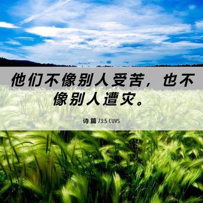 Picture 06 - 诗 篇 73:5 CUVS - 他 们 不 像 别 人 受 苦 ， 也 不 像 - Bible Verse Picture
