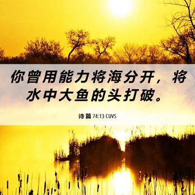 Picture 06 - 诗 篇 74:13 CUVS - 你 曾 用 能 力 将 海 分 开 ， 将 水 - Bible Verse Picture