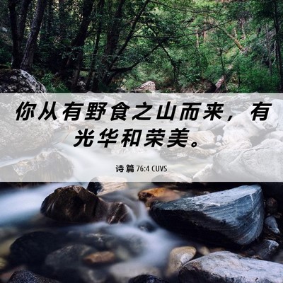Picture 06 - 诗 篇 76:4 CUVS - 你 从 有 野 食 之 山 而 来 ， 有 光 - Bible Verse Picture