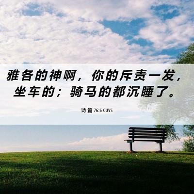 Picture 06 - 诗 篇 76:6 CUVS - 雅 各 的 神 啊 ， 你 的 斥 责 一 发 - Bible Verse Picture