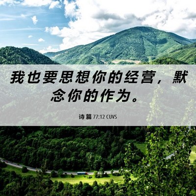 Picture 06 - 诗 篇 77:12 CUVS - 我 也 要 思 想 你 的 经 营 ， 默 念 - Bible Verse Picture