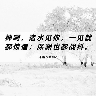 Picture 06 - 诗 篇 77:16 CUVS - 神 啊 ， 诸 水 见 你 ， 一 见 就 都 - Bible Verse Picture