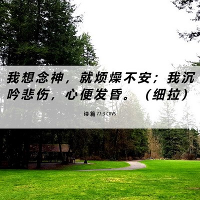 Picture 06 - 诗 篇 77:3 CUVS - 我 想 念 神 ， 就 烦 燥 不 安 ； 我 - Bible Verse Picture