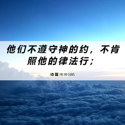 Picture 06 - 诗 篇 78:10 CUVS - 他 们 不 遵 守 神 的 约 ， 不 肯 照 - Bible Verse Picture