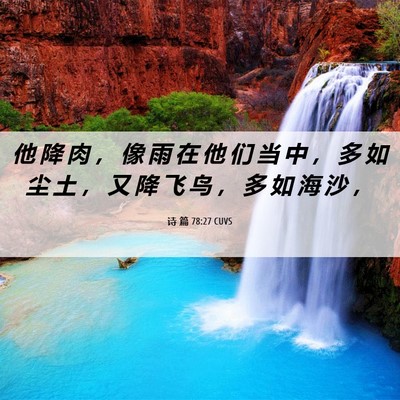 Picture 06 - 诗 篇 78:27 CUVS - 他 降 肉 ， 像 雨 在 他 们 当 中 ， - Bible Verse Picture