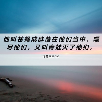 Picture 06 - 诗 篇 78:45 CUVS - 他 叫 苍 蝇 成 群 落 在 他 们 当 中 - Bible Verse Picture