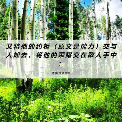 Picture 06 - 诗 篇 78:61 CUVS - 又 将 他 的 约 柜 （ 原 文 是 能 力 - Bible Verse Picture