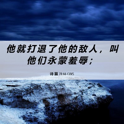 Picture 06 - 诗 篇 78:66 CUVS - 他 就 打 退 了 他 的 敌 人 ， 叫 他 - Bible Verse Picture