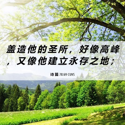 Picture 06 - 诗 篇 78:69 CUVS - 盖 造 他 的 圣 所 ， 好 像 高 峰 ， - Bible Verse Picture