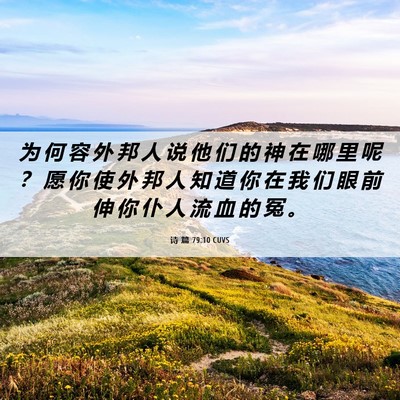 Picture 06 - 诗 篇 79:10 CUVS - 为 何 容 外 邦 人 说 他 们 的 神 在 - Bible Verse Picture