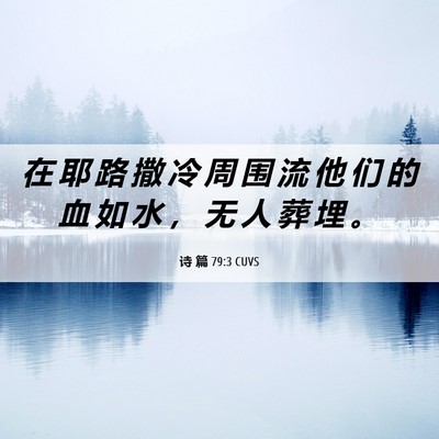 Picture 06 - 诗 篇 79:3 CUVS - 在 耶 路 撒 冷 周 围 流 他 们 的 血 - Bible Verse Picture