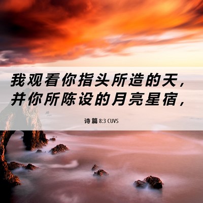 Picture 06 - 诗 篇 8:3 CUVS - 我 观 看 你 指 头 所 造 的 天 ， 并 - Bible Verse Picture