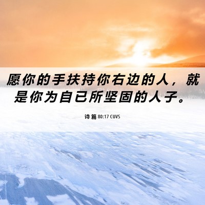 Picture 06 - 诗 篇 80:17 CUVS - 愿 你 的 手 扶 持 你 右 边 的 人 ， - Bible Verse Picture