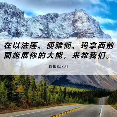 Picture 06 - 诗 篇 80:2 CUVS - 在 以 法 莲 、 便 雅 悯 、 玛 拿 西 - Bible Verse Picture