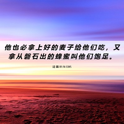 Picture 06 - 诗 篇 81:16 CUVS - 他 也 必 拿 上 好 的 麦 子 给 他 们 - Bible Verse Picture