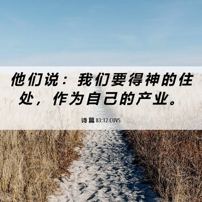 Picture 06 - 诗 篇 83:12 CUVS - 他 们 说 ： 我 们 要 得 神 的 住 处 - Bible Verse Picture