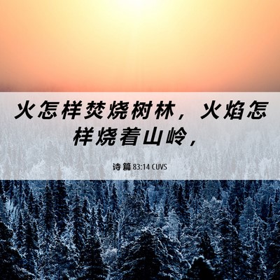 Picture 06 - 诗 篇 83:14 CUVS - 火 怎 样 焚 烧 树 林 ， 火 焰 怎 样 - Bible Verse Picture