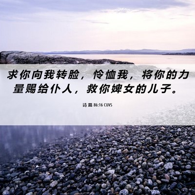 Picture 06 - 诗 篇 86:16 CUVS - 求 你 向 我 转 脸 ， 怜 恤 我 ， 将 - Bible Verse Picture